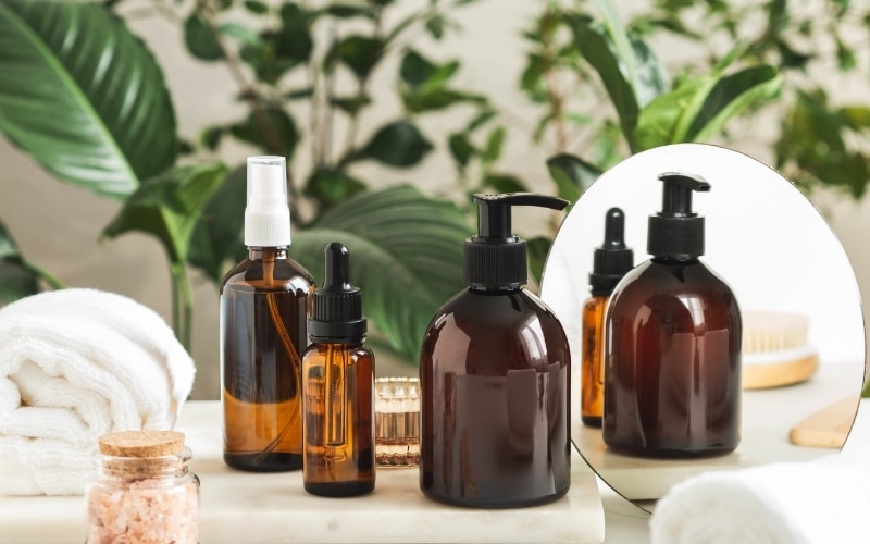 empty bottles intended for health and wellness products.