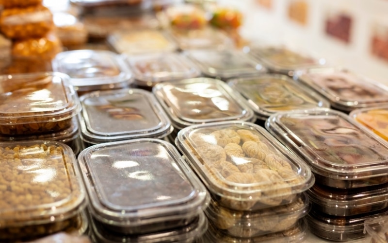 Foods in plastic packages