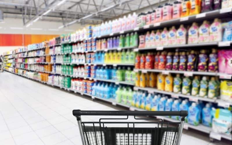 An example of bottles in a store as a result of a contract manufacturer